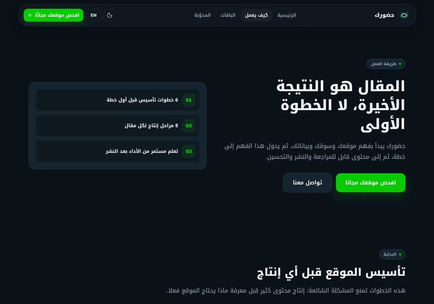 صفحة آلية العمل في منصّة حضورك
